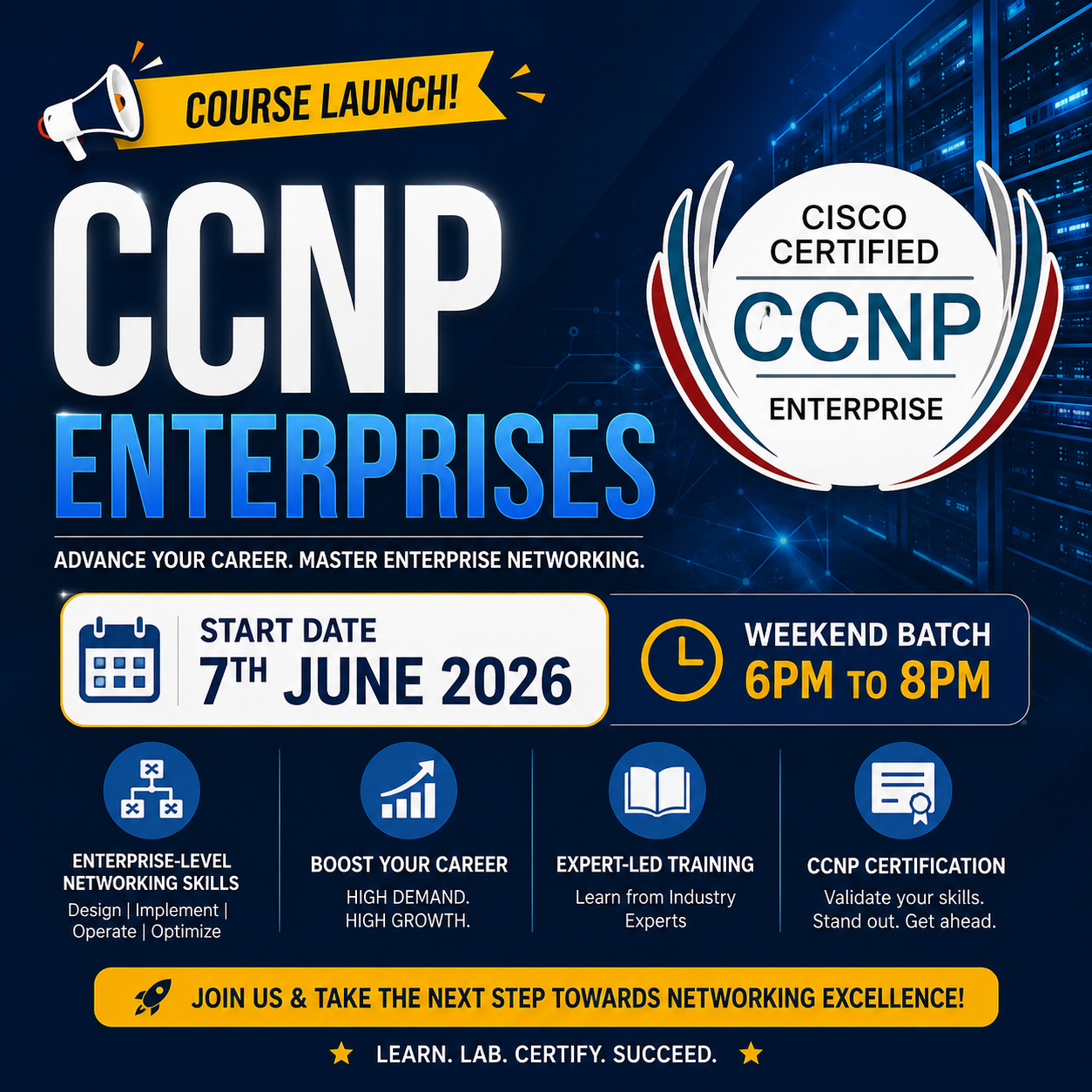 CCNP Enterprise 6 pm to 8pm Weekend 7th june 2026
